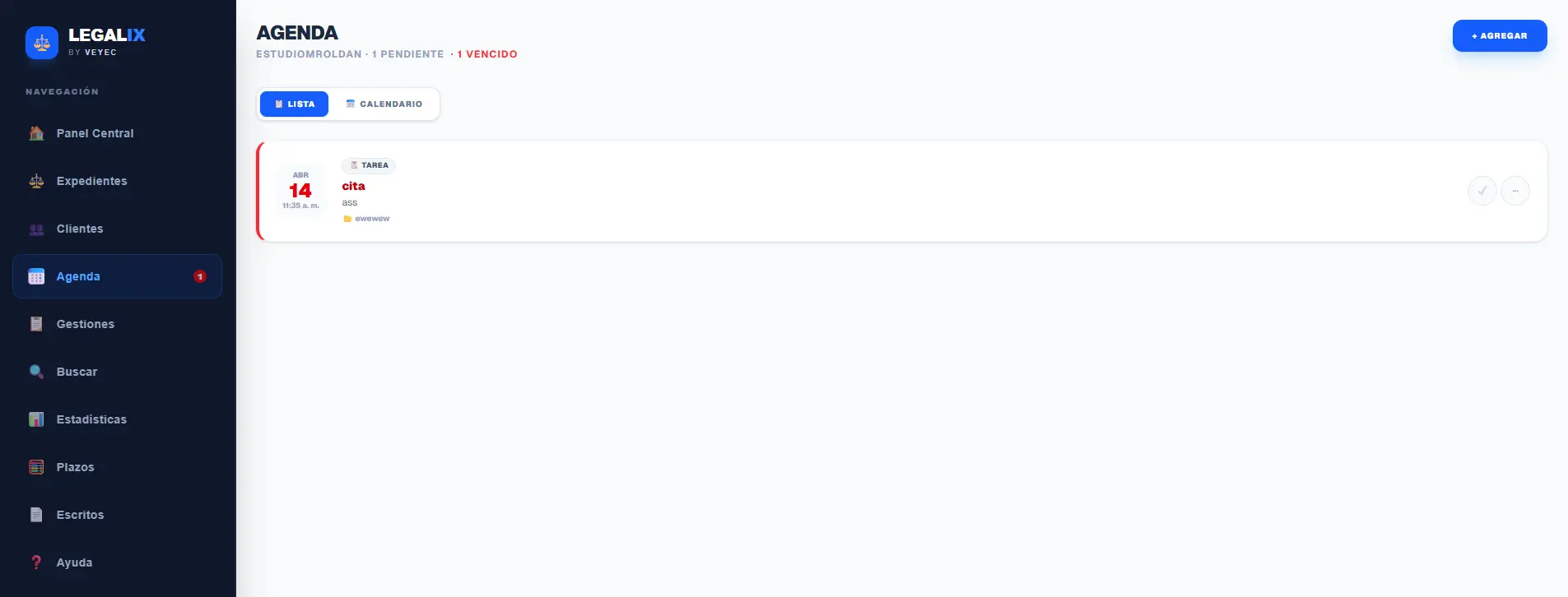 Agenda y Vencimientos