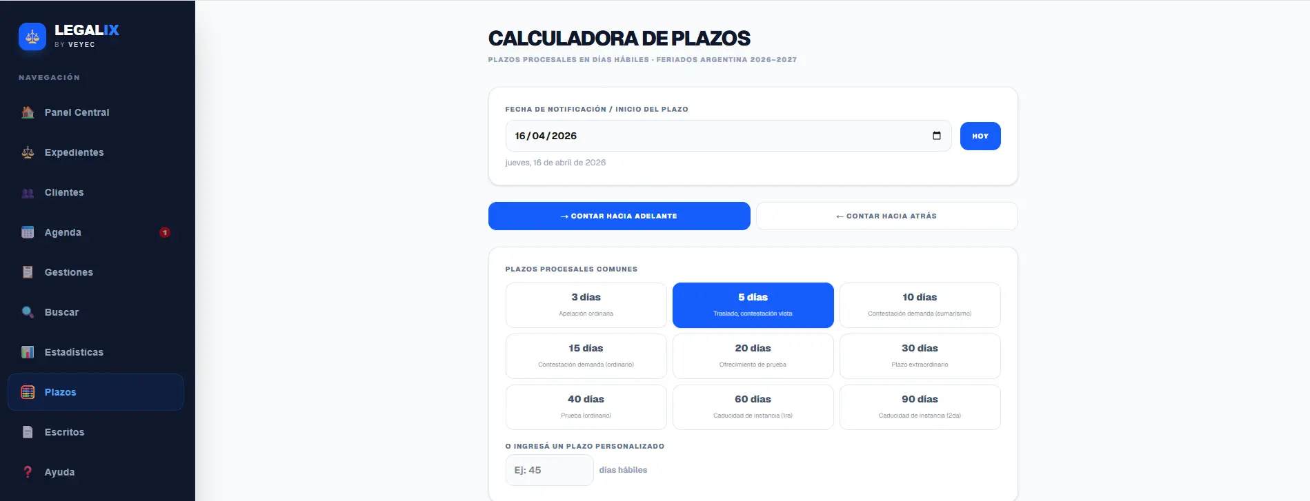 Plazos - Calculadora de Plazos
